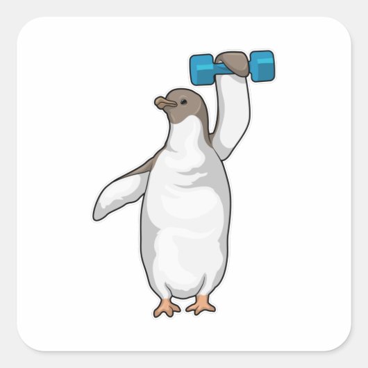Penguin Fitness Dumbbell Vierkante Sticker (Voorkant)
