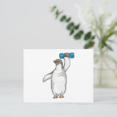 Penguin Fitness Hantelebel Briefkaart (Staand voorkant)