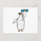Penguin Fitness Hantelebel Briefkaart (Voorkant)