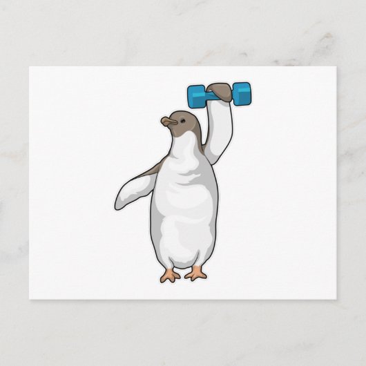 Penguin Fitness Hantelebel Briefkaart (Voorkant)