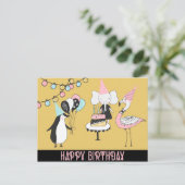Penguin Flamingo Elephant Verjaardag Kaart (Staand voorkant)