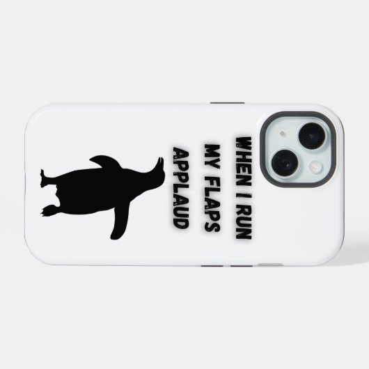 penguin flaps applaud inappropriate embarrassing iPhone 15 case (Achterkant horizontaal)