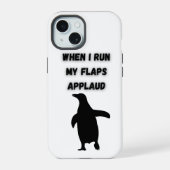 penguin flaps applaud inappropriate embarrassing iPhone 15 case (Achterkant)