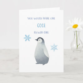 Penguin Flower Girl Proposal Card Kaart
