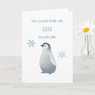 Penguin Flower Girl Proposal Card Kaart