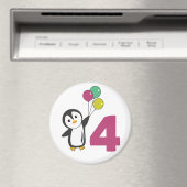 Penguin Fourth Birthday ballons for Kids Magnet (Insitu (Vaatwasser))