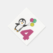 Penguin Fourth Birthday ballons for Kids Napkins Servet (Hoek)