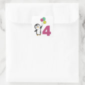Penguin Fourth Birthday ballons for Kids Square S Vierkante Sticker (Tas)