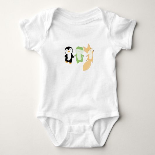 Penguin Fox Frog Funny Animals Kinder Romper (Voorkant)