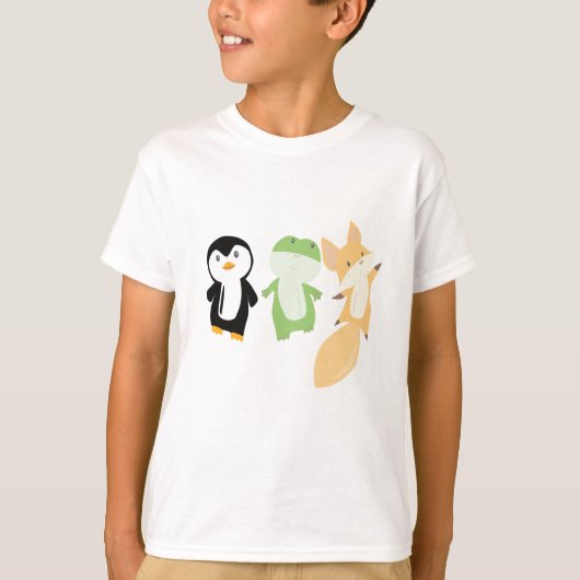 Penguin Fox Frog Funny Animals Kinder T-shirt (Voorkant)