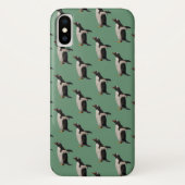 Penguin Frenzy iPhone X Hoesje (groen) (Achterkant)