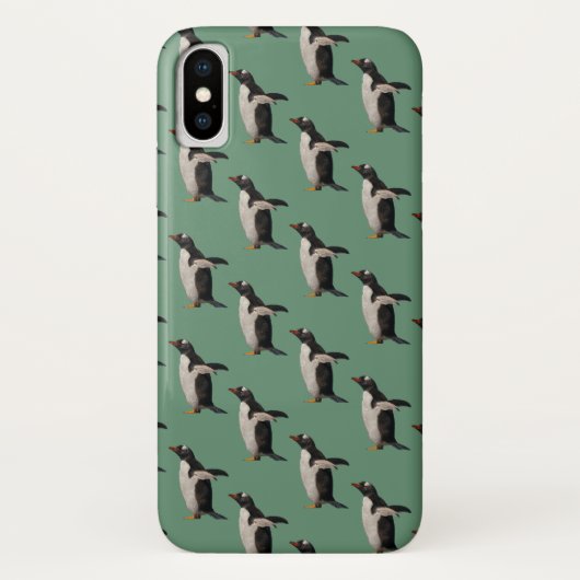 Penguin Frenzy iPhone X Hoesje (groen) (Achterkant)