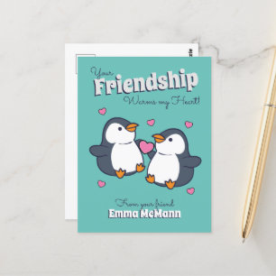 Penguin Friendship Valentijn Briefkaart Cartoon