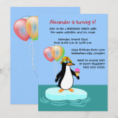 Penguin Fun Birthday Party Kaart (Voorkant / Achterkant)