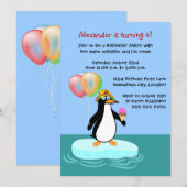 Penguin Fun Birthday Party Kaart (Voorkant / Achterkant)