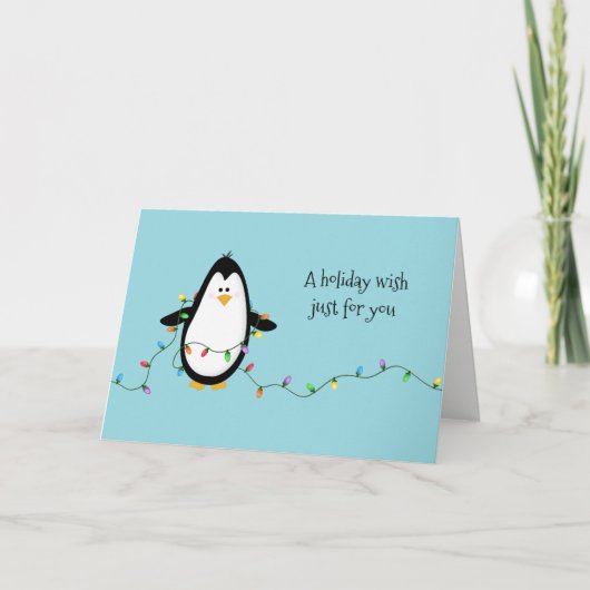 Penguin Fun Holiday verliest kerstgratie Feestdagen Kaart (Voorkant)