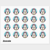 Penguin Fun Kawaii Ronde Sticker (Vel)