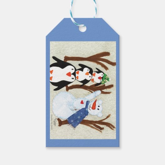 Penguin Fun - Kinder kunst voor CHOC Cadeaulabel (Voorkant)