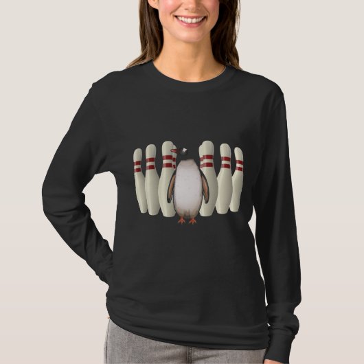 Penguin Funny Bowling Player Pin Gift for Bowlers T-shirt (Voorkant)