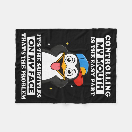 Penguin Funny Controlling My Mouth Is The Easy Par Fleece Deken (Voorkant (Horizontaal))