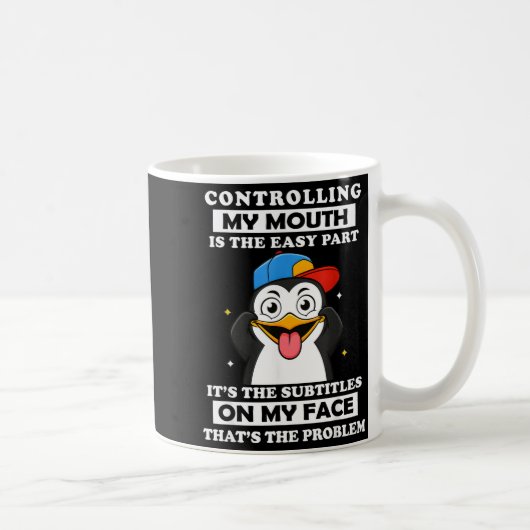 Penguin Funny Controlling My Mouth Is The Easy Par Koffiemok (Rechts)