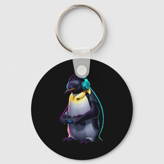 Penguin Gaming Animal Video Games Funny Penguin  Sleutelhanger (Voorkant)