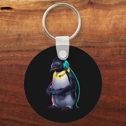 Penguin Gaming Animal Video Games Funny Penguin  Sleutelhanger (Voorkant)