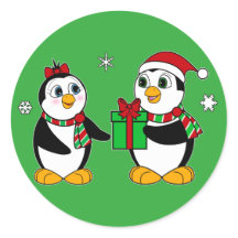 Penguin geeft zijn vriend een kerstcadeau
