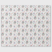 Penguin gepersonaliseerde kerstcadeau wrap cadeaupapier (Vlak)