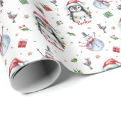 Penguin gepersonaliseerde kerstcadeau wrap cadeaupapier (Rol Hoek)