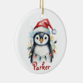 Penguin gepersonaliseerde kerstversiering keramisch ornament (Rechts)