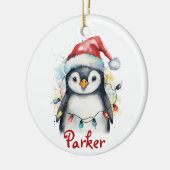 Penguin gepersonaliseerde kerstversiering keramisch ornament (Links)