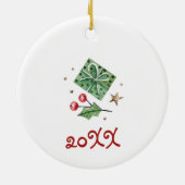 Penguin gepersonaliseerde kerstversiering keramisch ornament (Achterkant)