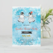 Penguin geslacht onthulling feest uitnodiging (Staand voorkant)