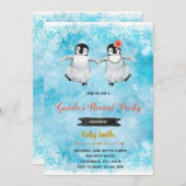 Penguin geslacht onthulling feest uitnodiging (Voorkant / Achterkant)