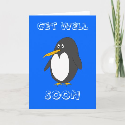 Penguin Get Well Soon Card Kaart (Voorkant)