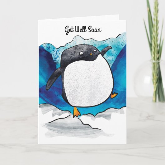 Penguin Get Well Soon Card Kaart (Voorkant)