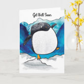 Penguin Get Well Soon Card Kaart (Gele Bloem)