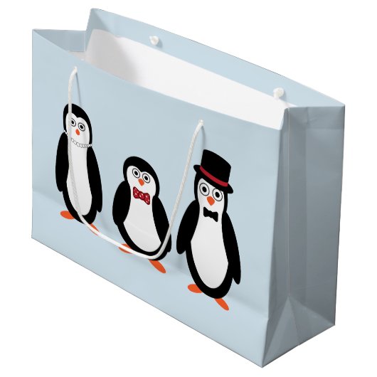 Penguin Gift Bag Groot Cadeauzakje (Voorkant Gekanteld)