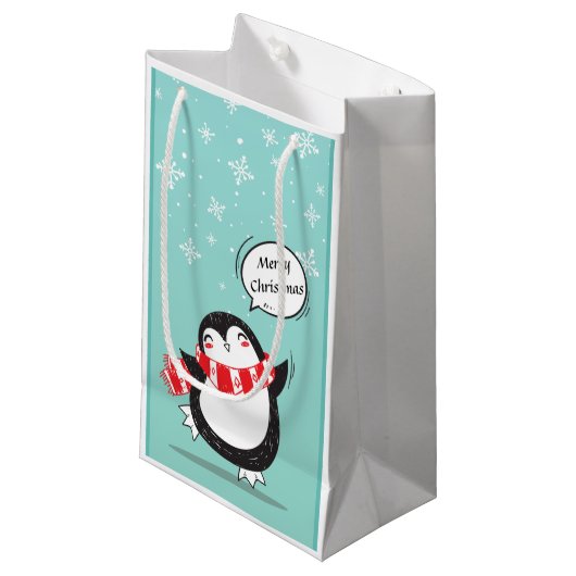 Penguin Gift Bag Klein Cadeauzakje (Voorkant Gekanteld)