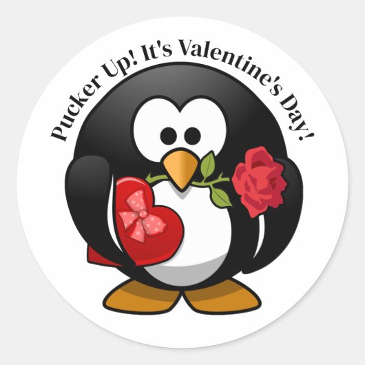 Penguin Gifts For Valentine's Day Ronde Sticker (Voorkant)