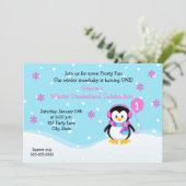 Penguin Girl Birthday Uitnodiging (Staand voorkant)