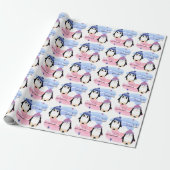 Penguin Girl en Boy Twins Cadeaupapier (Uitgerold)