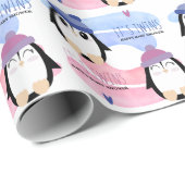 Penguin Girl en Boy Twins Cadeaupapier (Rol Hoek)