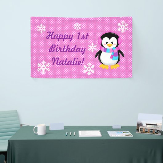 Penguin Girl Personalized Banner (Beurs)