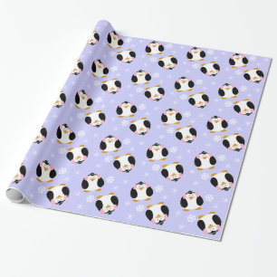 Penguin Girl Wrapping Paper (Lila) Cadeaupapier