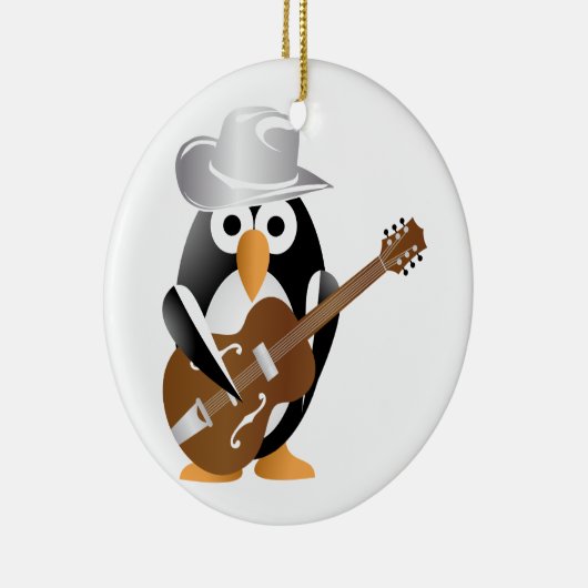 Penguin gitarist keramisch ornament (Rechts)