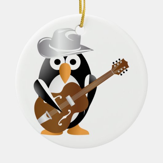 Penguin gitarist keramisch ornament (Voorkant)