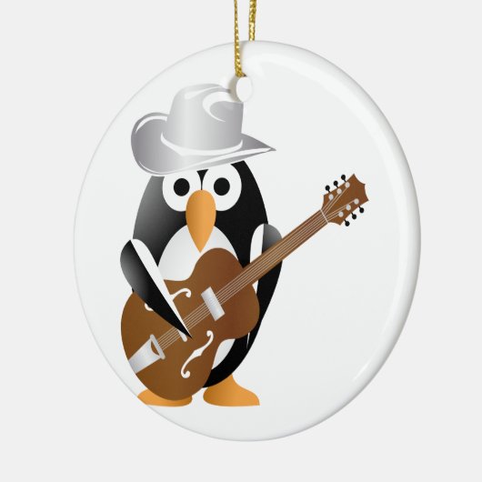 Penguin gitarist keramisch ornament (Links)