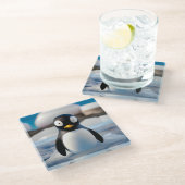Penguin Glazen Onderzetter (Schuin)